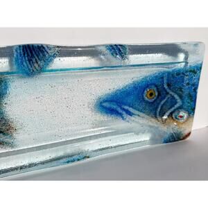 Kiln Art Fused Glass Platter Trout Fish Platter Art Sushi Chester Basin NS